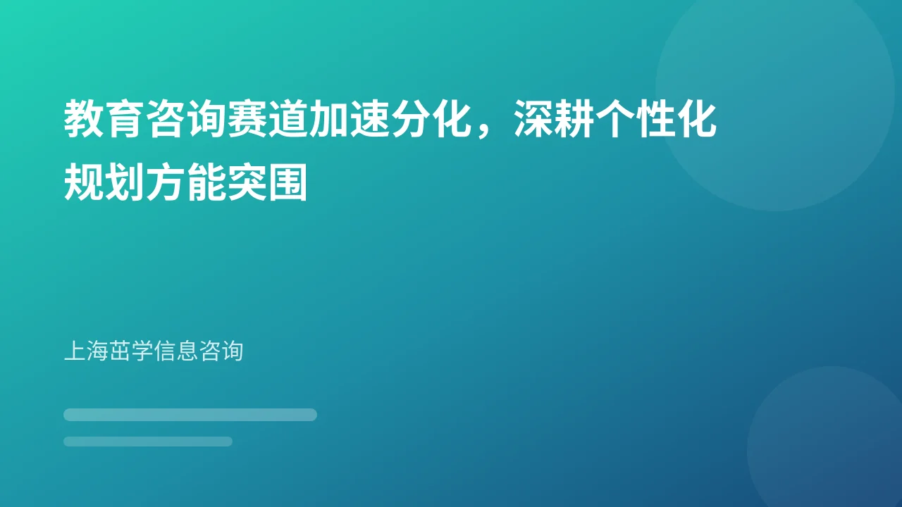 教育咨询赛道加速分化,深耕个性化规划方能突围